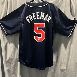 Freddie Freeman Autographed Atlanta Dark Blue Jersey with ERA authenticity